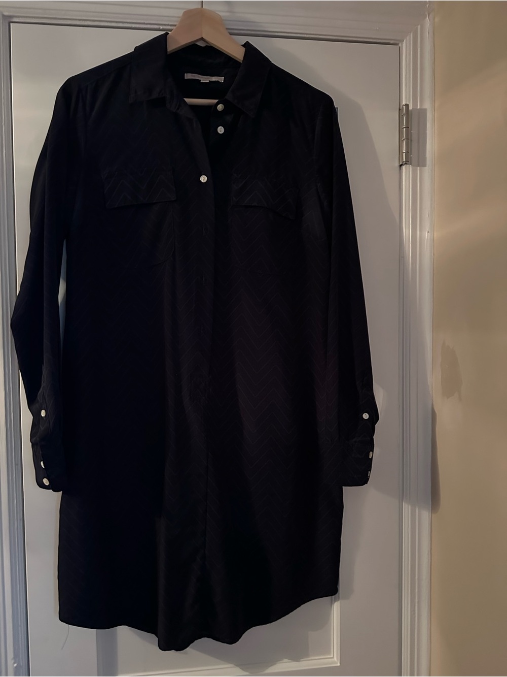 Gap Navy Long-Sleeve Button-Front Shirt Dress